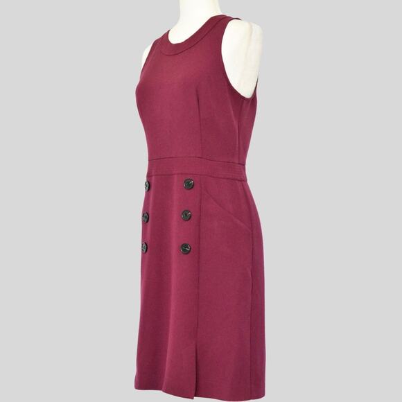 BANANA REPUBLIC Women's Button Accent Burgundy Dress Size 6 - Picture 2 of 8